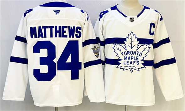 Men%27s Toronto Maple Leafs #34 Auston Matthews White With C Patch Stadium Series Stitched Jersey->toronto maple leafs->NHL Jersey